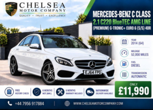 2014 Mercedes-Benz C Class 2.1 C220 Bluetec Amg Line (premium) G-Tronic+ Euro 6 (s/s) 4dr in White — image 2