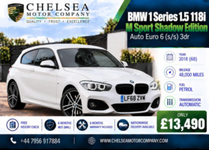 2018 BMW 1 Series 1.5 118i M Sport Shadow Edition Auto Euro 6 (s/s) 3dr in White — image 2