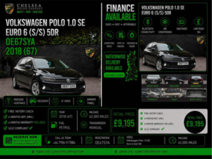 2018 Volkswagen Polo 1.0 Se Euro 6 (s/s) 5dr in Black — image 2