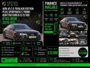 2015 Audi A5 2.0 Tdi Black Edition Plus Sportback S Tronic Quattro Euro 6 (s/s) 5dr in Black — image 2