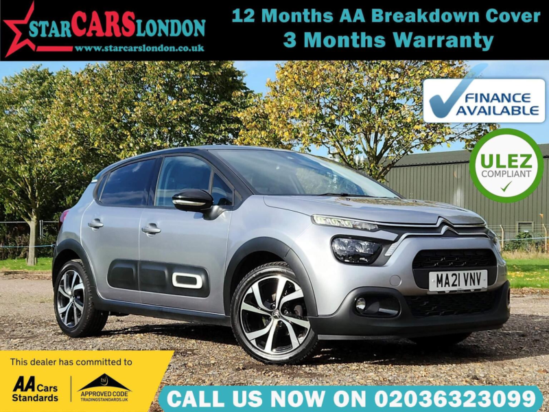 2021 Citroen C3 1.2 Puretech Shine Plus Euro 6 (s/s) 5dr in Grey — image 1