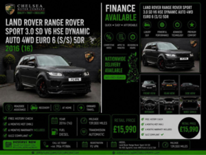 2016 Land Rover Range Rover Sport 3.0 Sd V6 Hse Dynamic Auto 4WD Euro 6 (s/s) 5dr in Black — image 2