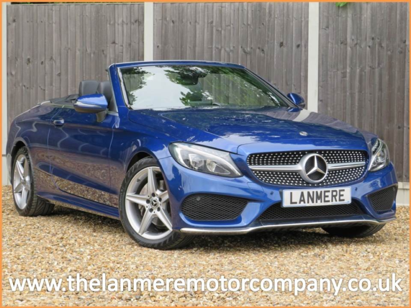 2017 Mercedes-Benz C Class C220d Amg Line Convertible 9g Auto * Air Scarf + Heated Memory Seats + Keyless Go + Camera * in Blue — image 1