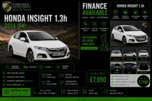2014 Honda Insight 1.3h Ima He CVT Euro 5 5dr in White — image 2