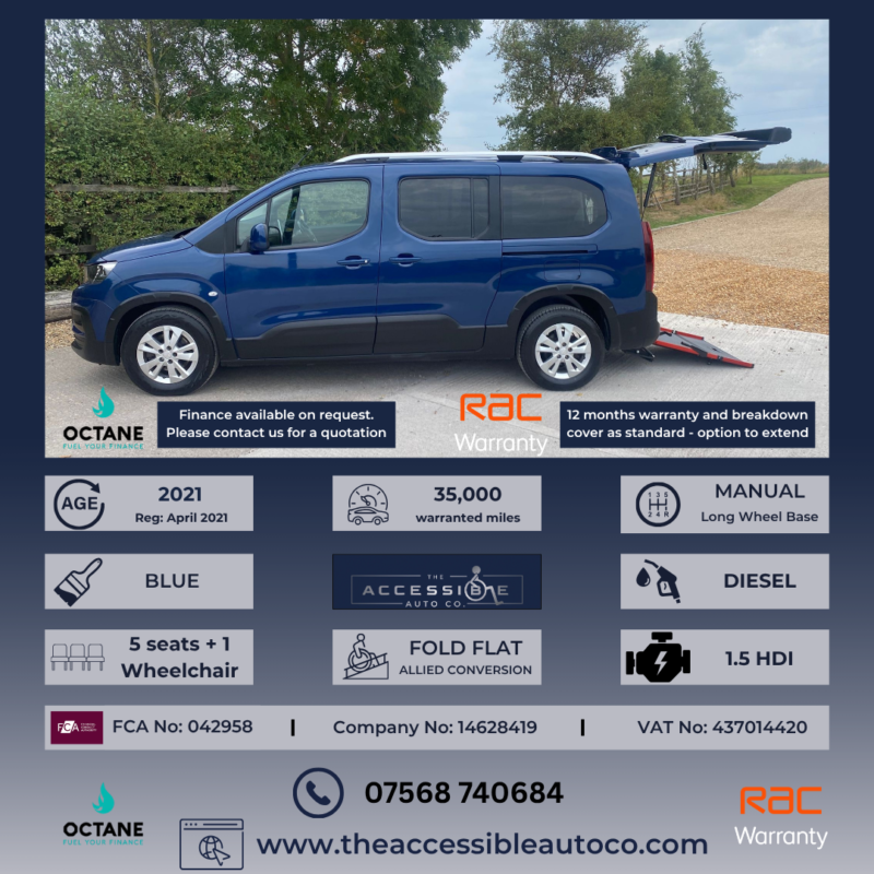 2021 Peugeot Rifter 1.5 Bluehdi Active Horizon Rs Long Wheel Base in Blue — image 1