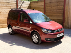 2014 Volkswagen Caddy Life 2 SEAT Passenger Up Front Auto Wheelchair Accessible Disabled Access Vehicle Wav in Red — image 3