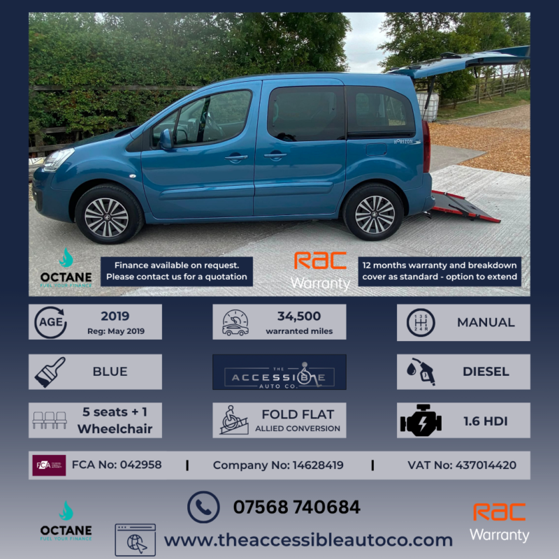 2019 Peugeot Partner Tepee 1.6 Bluehdi 100 Active in Blue — image 1