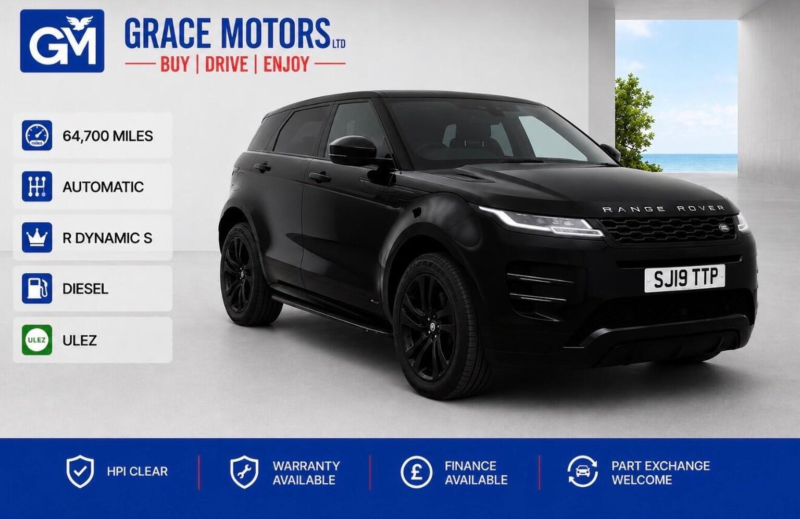 2019 Land Rover Range Rover Evoque 2.0 D150 R-Dynamic S Auto 4WD Euro 6 (s/s) 5dr in Black — image 1