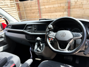 2021 Volkswagen Transporter 4 SEAT Auto Passenger Up Front / Drive From Wheelchair Accessible Disabled Access Vehicle Wav in Red — image 2