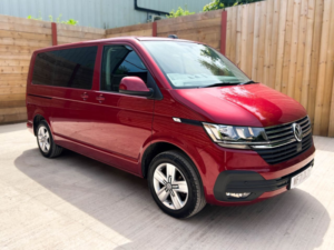 2021 Volkswagen Transporter 4 SEAT Auto Passenger Up Front / Drive From Wheelchair Accessible Disabled Access Vehicle Wav in Red — image 3