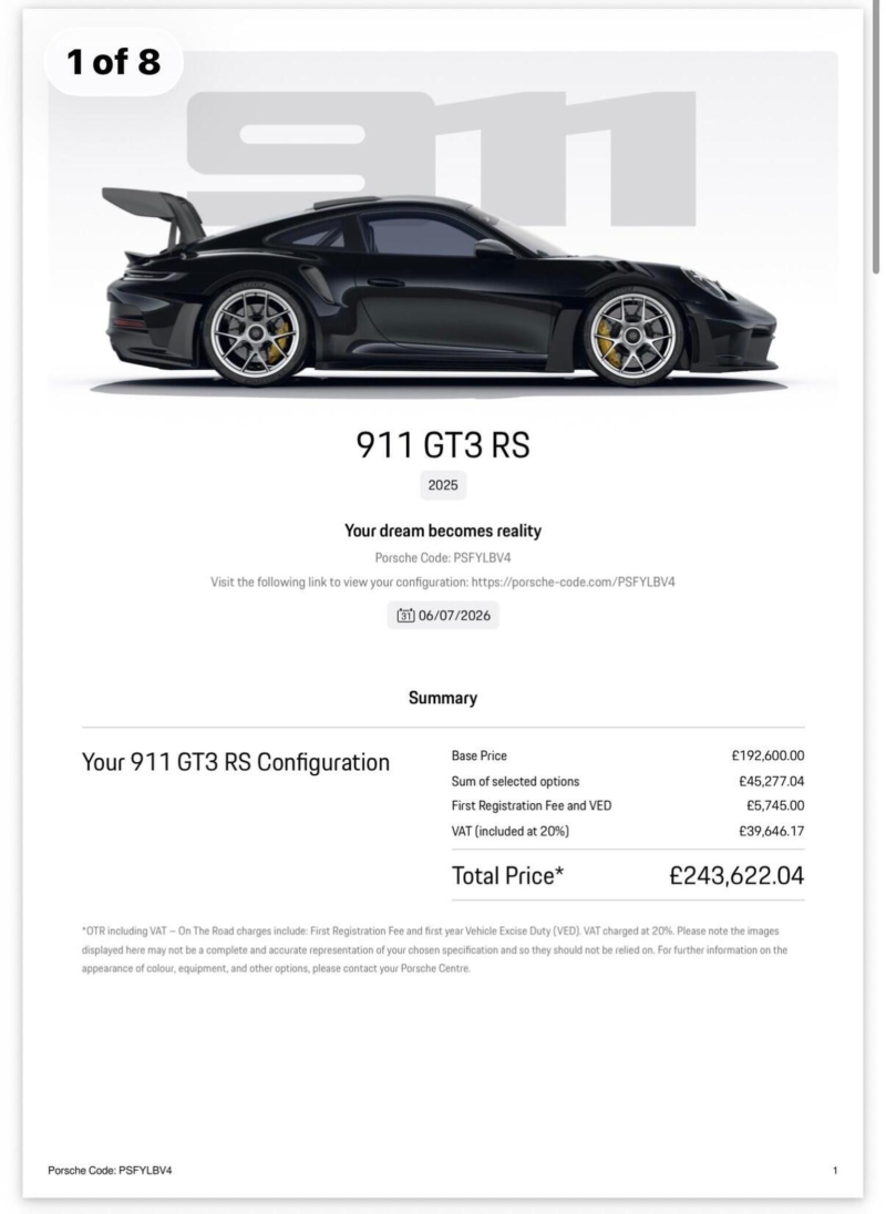 2025 Porsche 911 4.0 992 Gt3 Rs Pdk Euro 6 (s/s) 2dr in Black — image 1