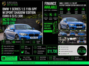 2019 BMW 1 Series 1.5 118i Gpf M Sport Shadow Edition Euro 6 (s/s) 3dr in Blue — image 2