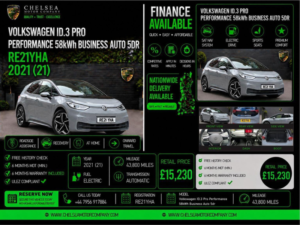 2021 Volkswagen Id.3 Pro Performance 58kwh Business Auto 5dr in Grey — image 2