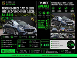 2018 Mercedes-Benz E Class 2.0 E220d Amg Line G-Tronic+ Euro 6 (s/s) 2dr in Blue — image 2